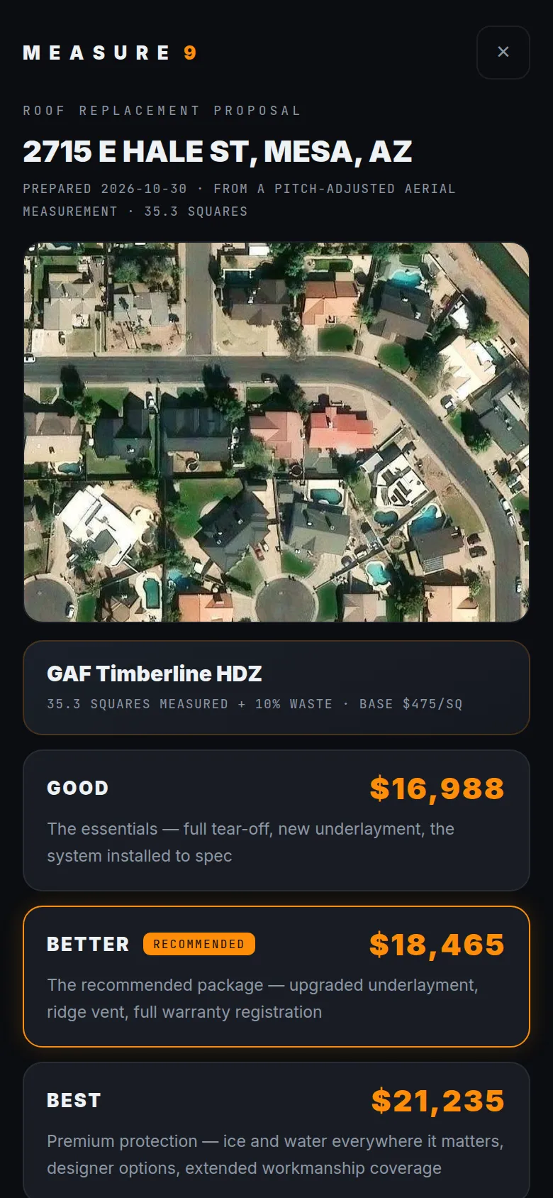 MEASURE 9 three-tier roof replacement proposal
